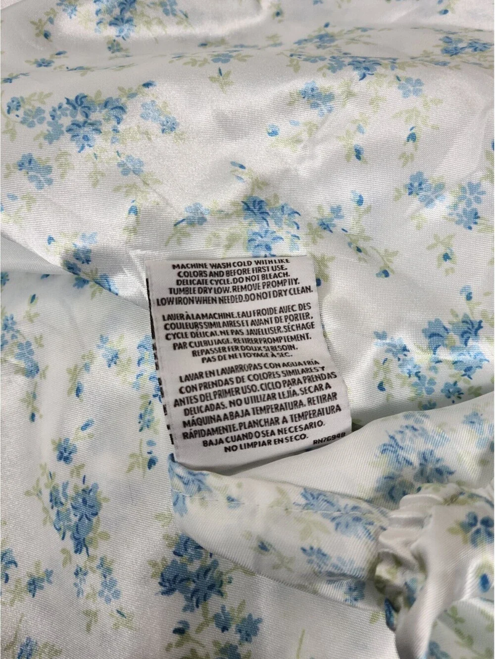 Laura Ashley Queen Satin Sheet Set Blue Floral